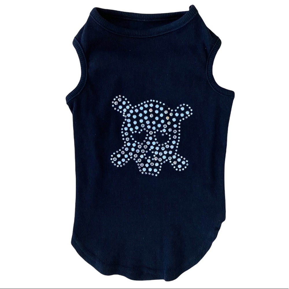 Atico Bedazzled Heart Eyes Skull Pet Tank Top